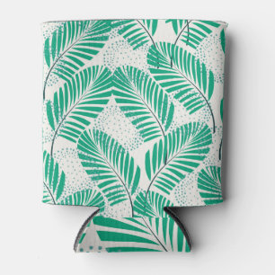 Palm Leaf Floral: White Vintage Can Cooler