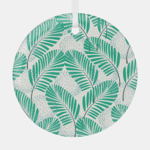 Palm Leaf Floral: White Vintage Glass Tree Decoration