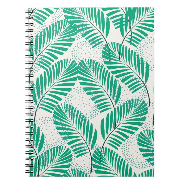 Palm Leaf Floral: White Vintage Notebook (Front)