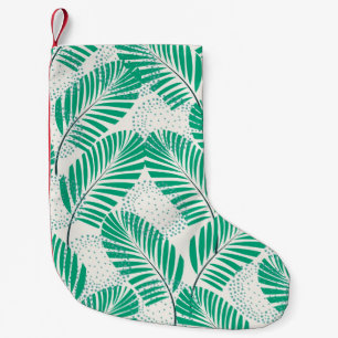 Palm Leaf Floral: White Vintage Small Christmas Stocking