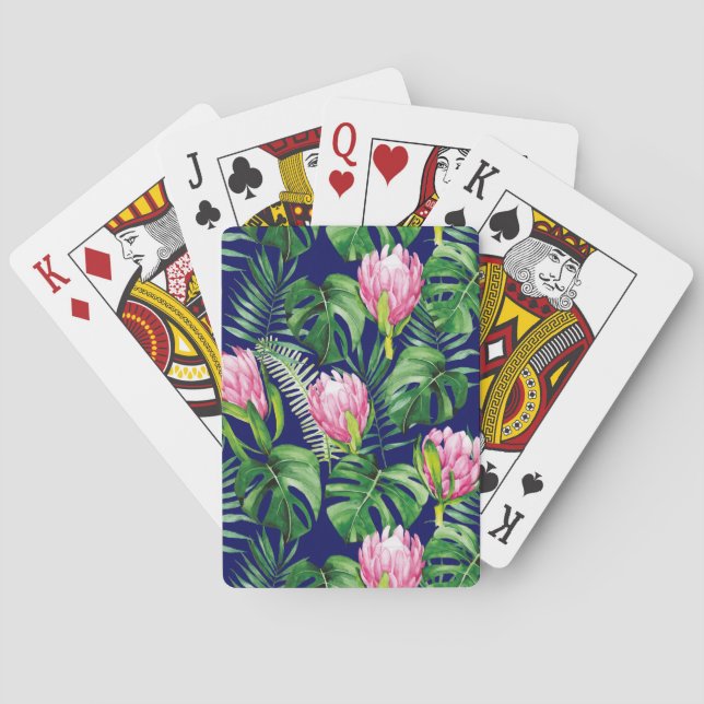 Palm Leaf Flower Pattern Playing Cards (Back)
