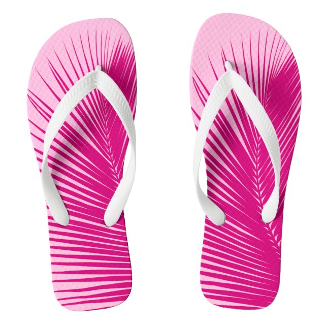 Palm leaf - fuchsia pink flip flops (Footbed)
