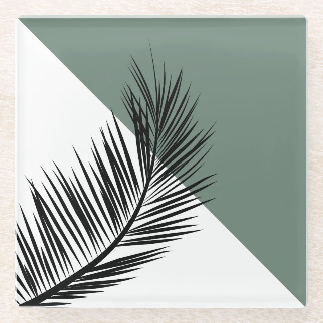 Palm leaf glass coaster (Front)