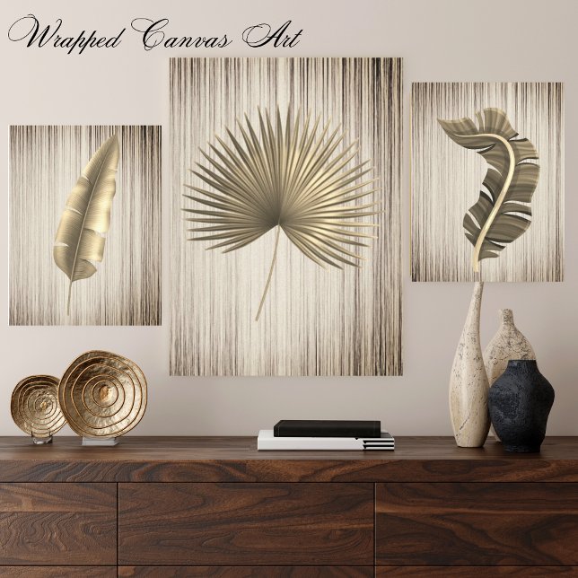 Palm Leaf Gold with Bronze Background Canvas Print (Creator Uploaded)