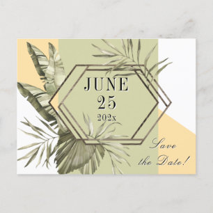 Palm Leaf Greenery Save the Date Postcard