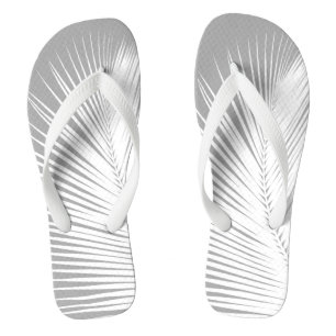 Palm leaf - grey and white flip flops
