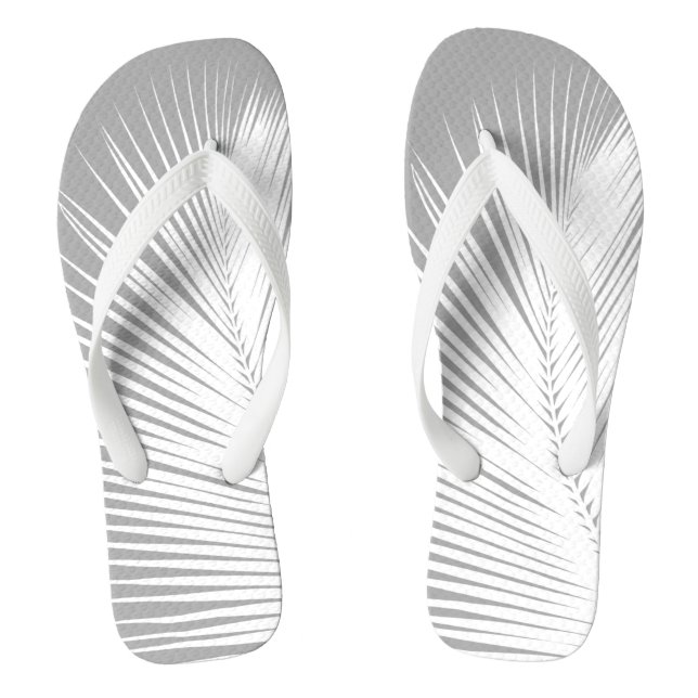 Palm leaf - grey and white flip flops (Footbed)