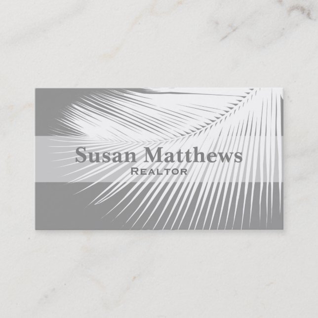 Palm leaf - grey / grey and white business card (Front)