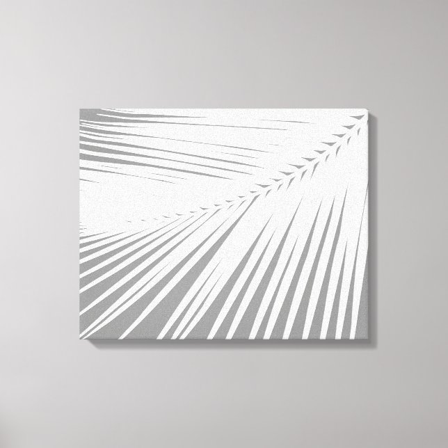 Palm leaf - Grey / Grey and White Canvas Print (Front)
