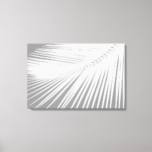 Palm leaf - Grey / Grey and White Canvas Print