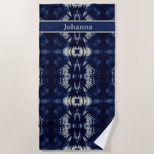 Palm Leaf in Delft Blue Beach Towel