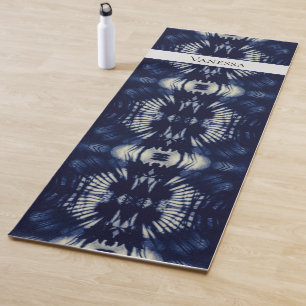 Palm Leaf in Delft Blue Personalized Symmetrical Yoga Mat
