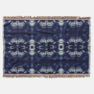 Palm Leaf in Delft Blue Throw Blanket