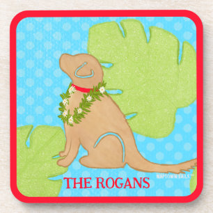 Palm Leaf Island Golden Dog 2 Coaster