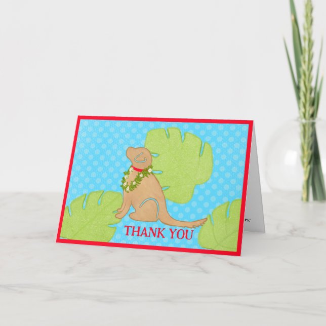 Palm Leaf Island Golden Dog 2 Thank You Cards (Front)