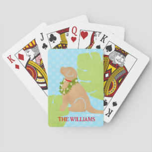 Palm Leaf Island Golden Retriever Playing Cards