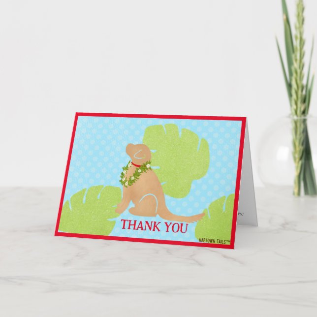 Palm Leaf Island Golden Retriever Thank You Cards (Front)