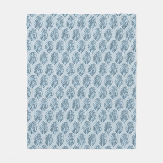 Palm Leaf Light Blue Fleece Blanket (Front)
