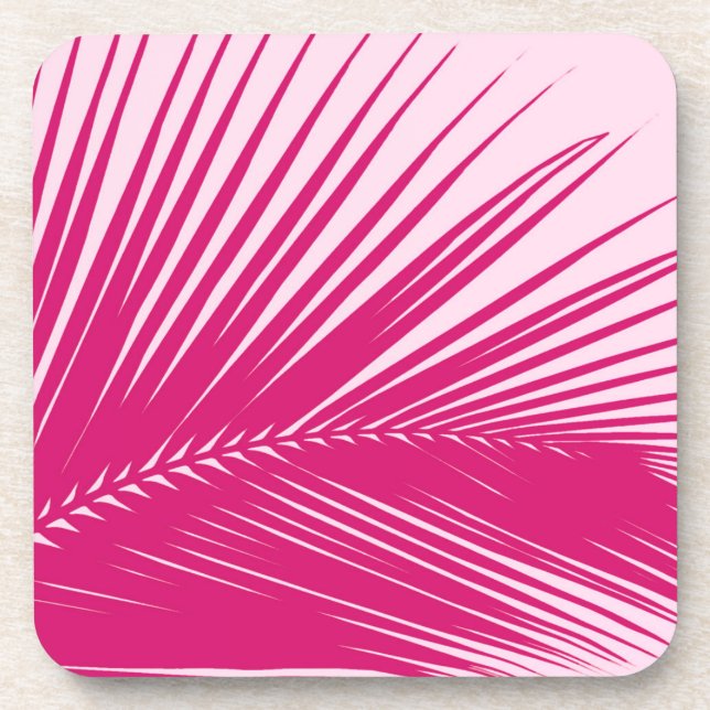 Palm leaf - magenta pink coaster (Front)