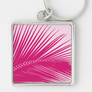 Palm leaf - magenta pink key ring