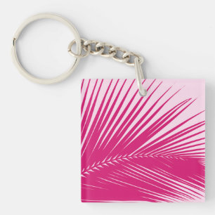 Palm leaf - magenta pink key ring