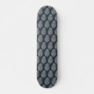 Palm Leaf Navy Blue And Cream Skateboard