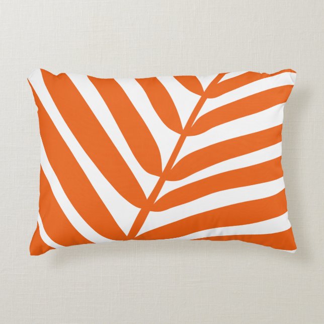 Palm Leaf Orange Decorative Cushion (Front)