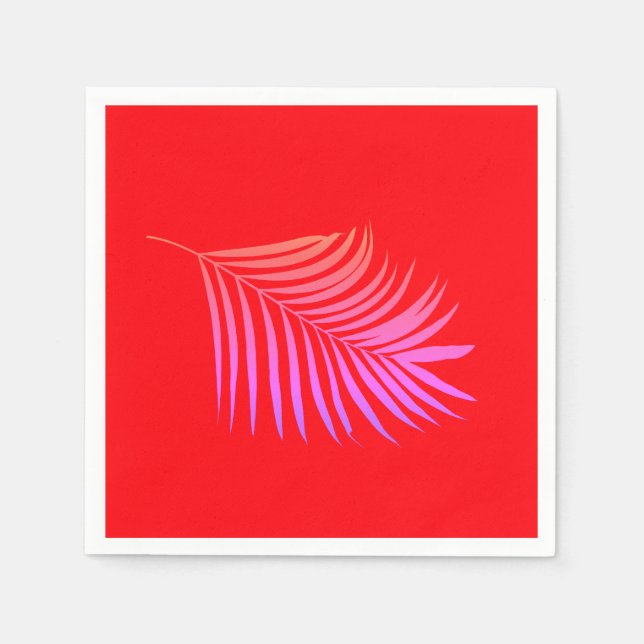Palm Leaf Orange Pink Birthday Graduation Wedding Napkin (Front)