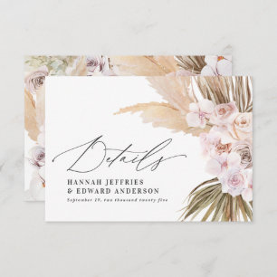 Palm leaf pampas grass natural pink wedding RSVP c