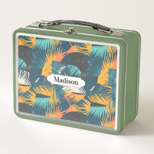 Palm Leaf Pattern custom name lunch boxes
