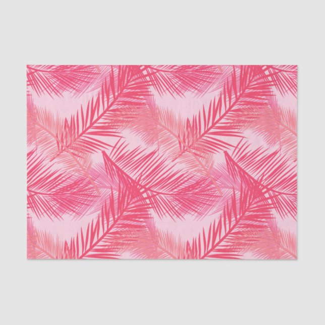 Palm Leaf Print, Coral, Peach and Pastel Pink Tissue Paper (Front)