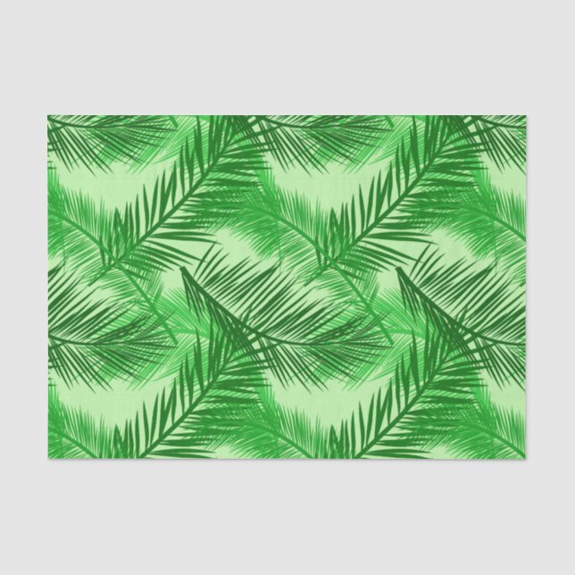 Palm Leaf Print, Emerald and Light Lime Green Tissue Paper (Front)