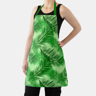 Palm Leaf Print, Fuchsia, Emerald and Lime Green Apron