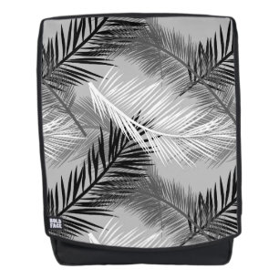 Palm Leaf Print, Grey / Grey, Black and White Backpack