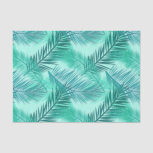 Palm Leaf Print, Turquoise, Teal and Light Aqua Tissue Paper