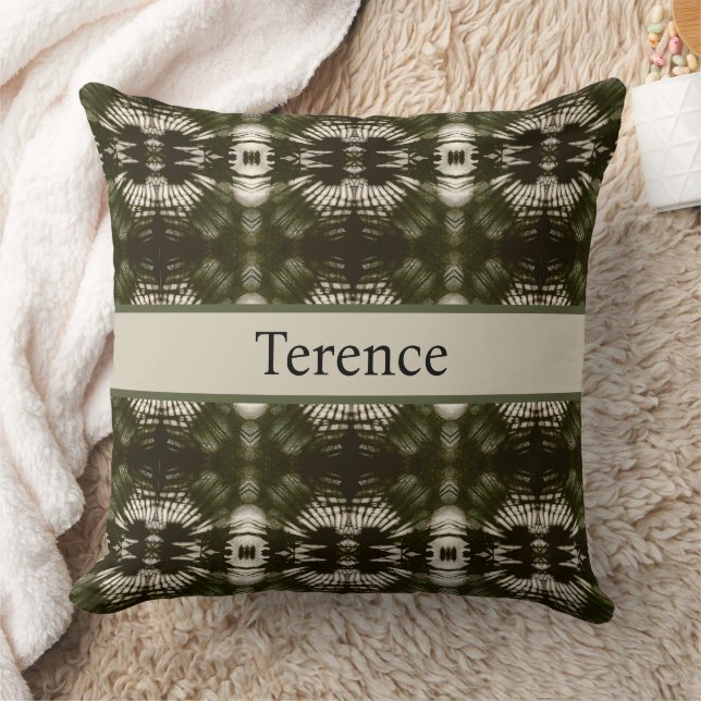 Palm Leaf Shadow Army Green, customisable    Cushion (Blanket)