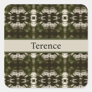 Palm Leaf Shadow Army Green, customisable    Square Sticker