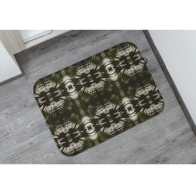 Palm Leaf Shadow Pattern in Army Green    Bath Mat (Creator Uploaded)