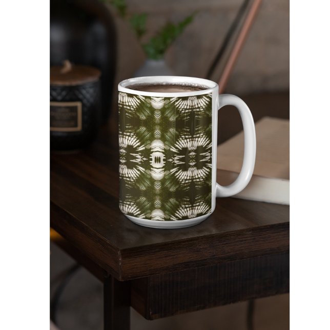 Palm Leaf Shadow Pattern in Army Green          Coffee Mug (Creator Uploaded)