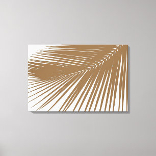 Palm leaf - taupe on white canvas print