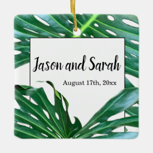 Palm Leaf, tropical foliage, jungle rainforest  Ceramic Ornament