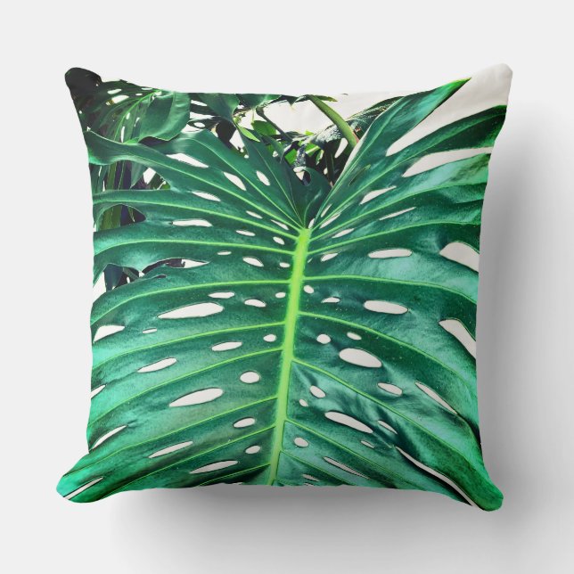 Palm Leaf, tropical foliage, jungle rainforest  Cushion (Front)