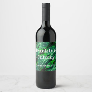 Palm Leaf, tropical foliage, jungle rainforest  Wine Label
