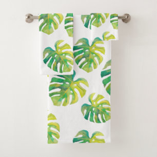 Palm Leaf Tropical Hawaii Summer Vibe Greenery Bath Towel Set