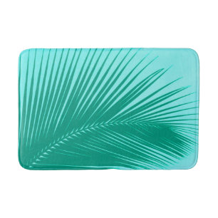 Palm leaf - Turquoise and aqua Bath Mat