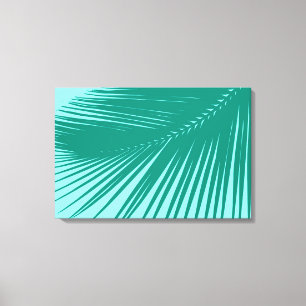 Palm leaf - Turquoise and Aqua Canvas Print