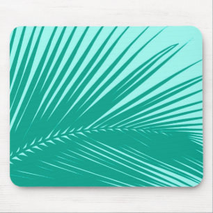 Palm leaf - Turquoise and aqua Mouse Mat