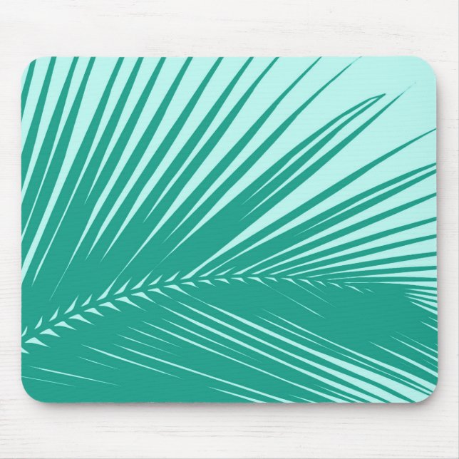 Palm leaf - Turquoise and aqua Mouse Mat (Front)