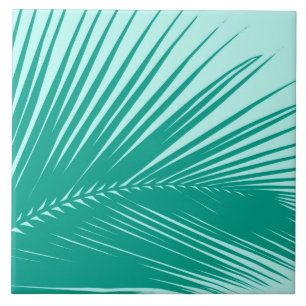 Palm leaf - Turquoise and aqua Tile