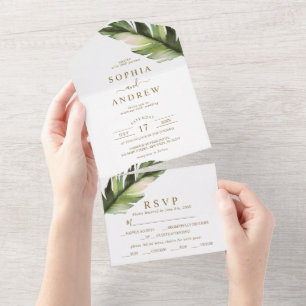 Palm Leaf  Wedding All in One All In One  Invitation